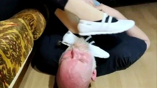 Femdom Lady M use her Human Footstool with Ballet Flats and Socks Part1