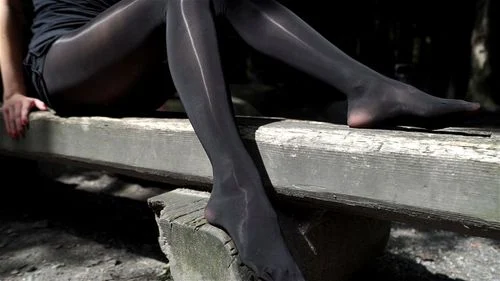 fetish, forest, pantyhose feet, adult