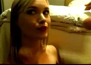 Stupid blonde slut fucking on camera