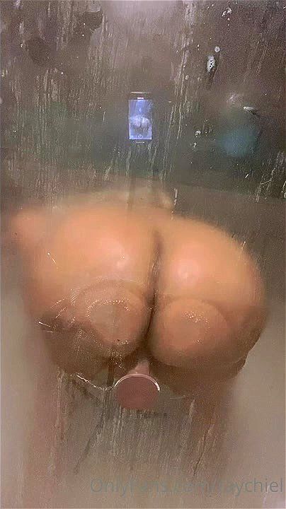 Big Booty taking dildo in Shower