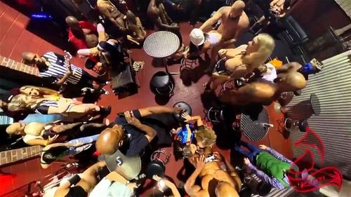 Interracial costume orgy - Top view