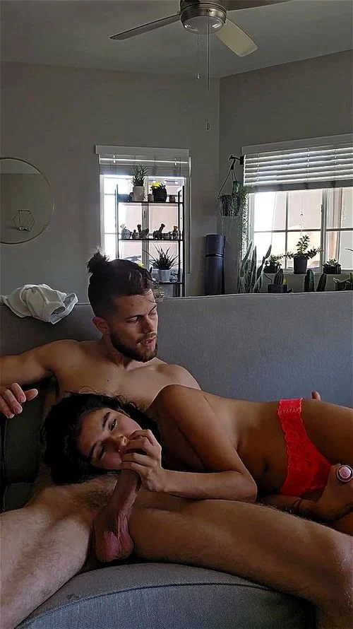 Young couple fucks on the couch