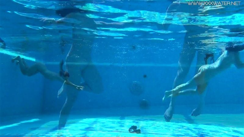 Two tight babes swimming naked together Two tight babes swimming naked together