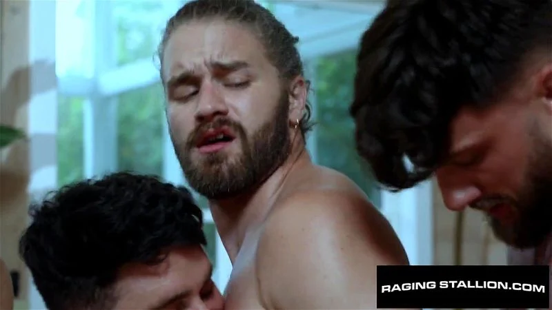 Hairy Beau Butler Spitroasted By 3 Massive Cocked Hunks - RagingStallion