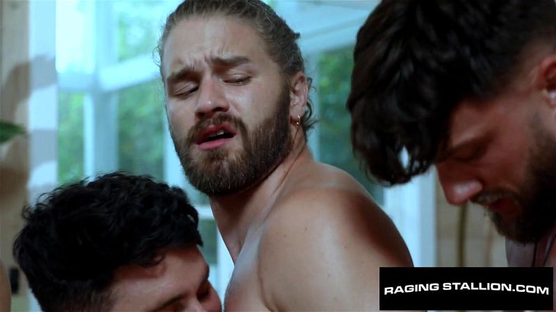 Hairy Beau Butler Spitroasted By 3 Massive Cocked Hunks