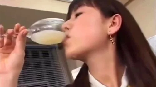 Japanese girl drinking semen