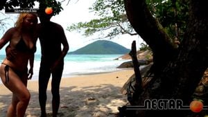 NECTAR BRAZIL - Wonderful blonde has good sex on the beach without a condom
