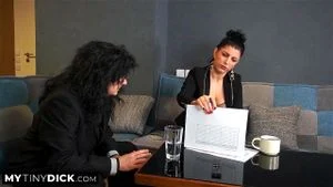 A small-dick blowjob for his job interview is the best option he has A small-dick blowjob for his job interview is the best option he has