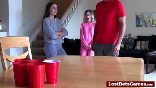 Strip Pong with the loser licking the winner's pussy