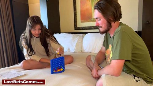 She rides his hard dick after losing a Strip Connect 4 game