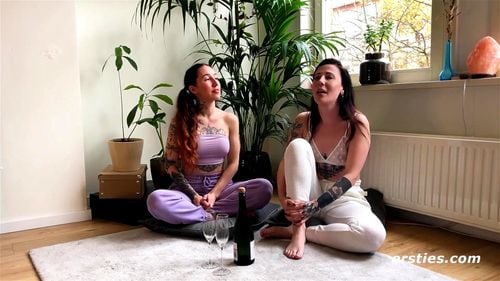 Ersties - Sexy Hailey gets penetrated with long glass dildo