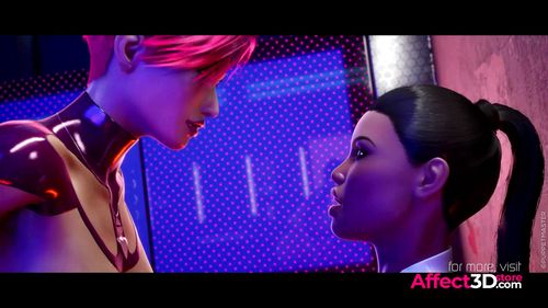 Futa ebony anal fucking a big tits babe in a night club in a 3d animation