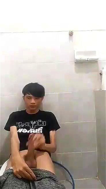 cute Thai boy handjob at home