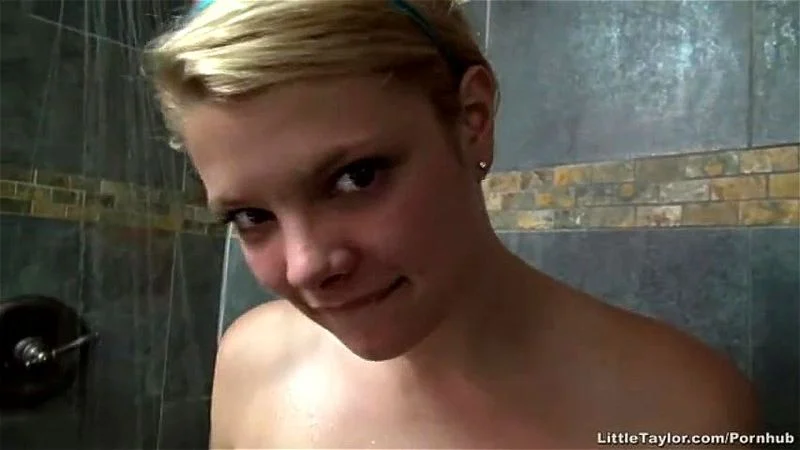 Gorgeoud Blonde Teen Playing In The Shower