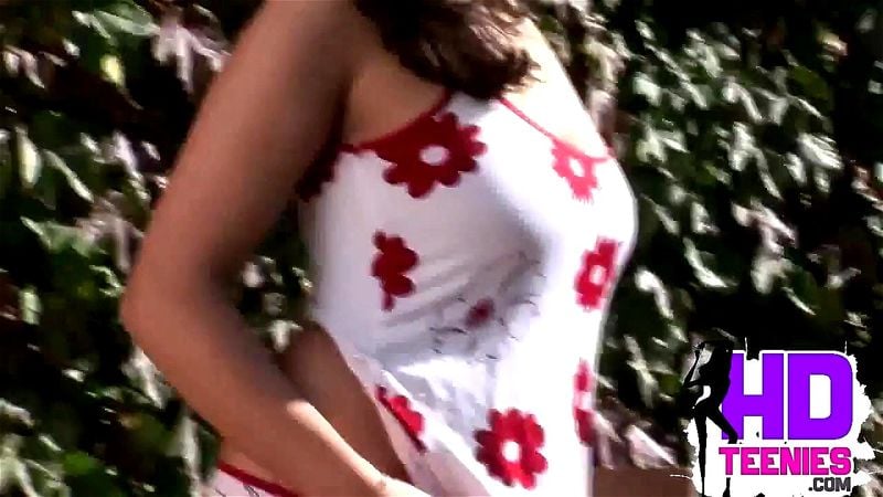 Teen Maid striptease in the garden with yummy pussy and tight pussy