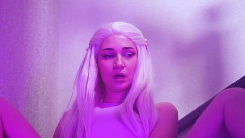 Creator porn video – In a white wig masturbation on the stairs