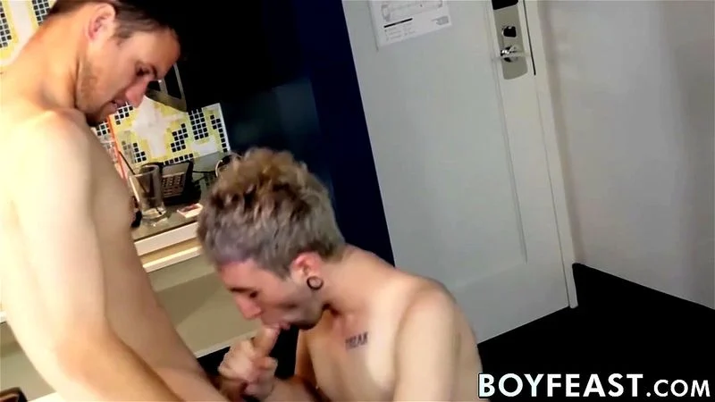 Blonde inked twink Harper White bareback doggystyle fucked