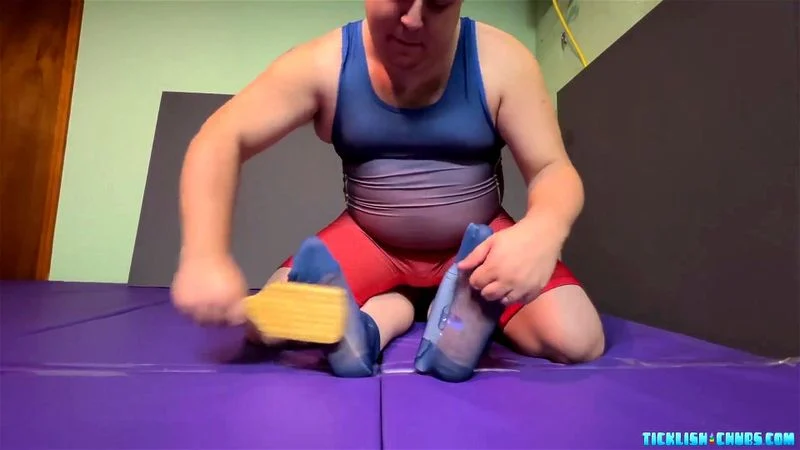 Mature man Gigglemeister wrestled and tickled by chubby bear