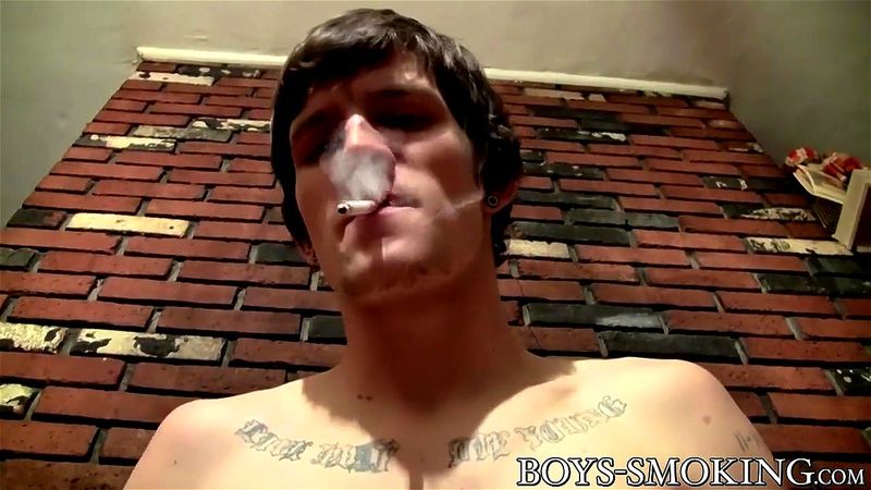 Young tattooed cigar smoker Lex masturbates solo and cums