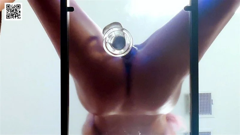 I fucked a transparent dildo on a glass table