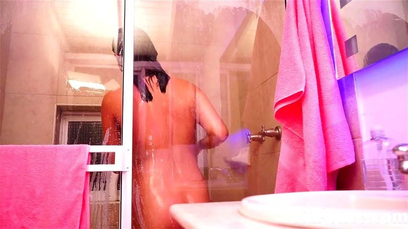 Hot latina teen showers and shows off tits Hot latina teen showers and shows off tits