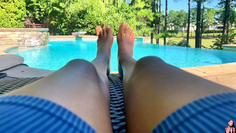 Pink Foxx's Feet By The Poolside