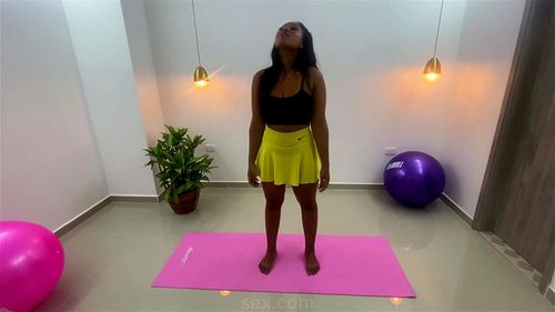 sexy brunette exercising