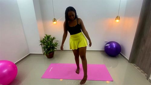 sexy brunette exercising