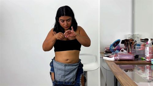 Touching porn video – At home, quietly putting on my makeup, I have thoughts of touching myself.