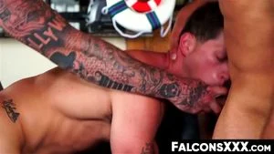 FalconsXXX.com - Athletic Roman Todd has his asshole destroyed in a wild threesome in a hot session