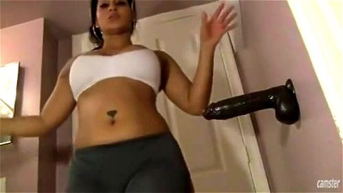 Yoga pants wearing Latina rides dildo