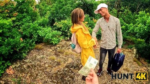 HUNT4K. Met a naked stranger with nice boobs in the forest: Blowjob, Doggy & Missonary Porn