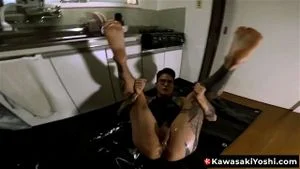 Yoshi Kawasaki grabs arms and yogurt in his wide open hole