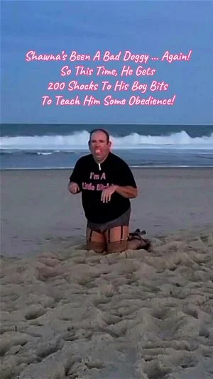 Public Beach Bitch Shocks His Own Balls - Part 1