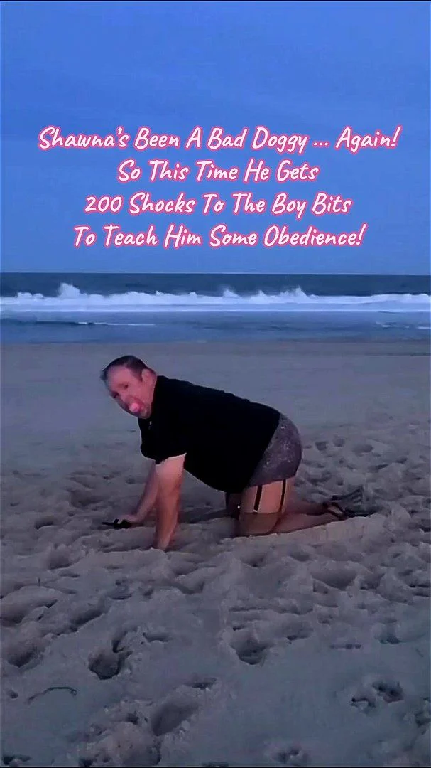 Public Beach Bitch Shocks His Own Balls - Part 2