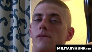 MilitaryHunk.com - Solo guy shows off his hot hunk physique while stroking his dick with skill