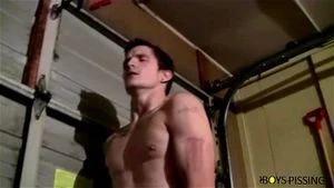 BoyPissing: Lex And Nolan Fires Off A Huge Piss Stream While Stroking Their Dick