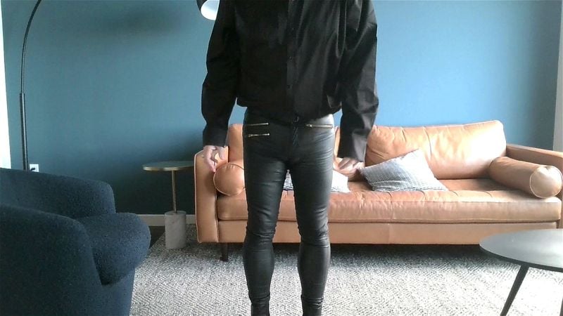 hotel room yoga poses in my tight black leather pants