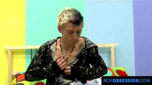 Skinny Ian's big cock wank and cumshot after interview