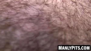 Extremely hairy Joel Someone licks pits then milks his rod