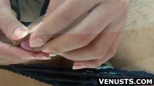 Petite Thai TS Noon stuffs ass and strokes tiny cock