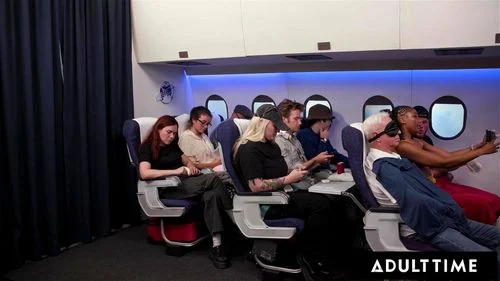 ADULT TIME - Olivia Jay Flashes Tits & Fingers Pussy On Plane! Gets Caught & Fucked Hard By Seatmate: Porn