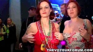 College babes flashing off their tits for beads at Mardi Gras