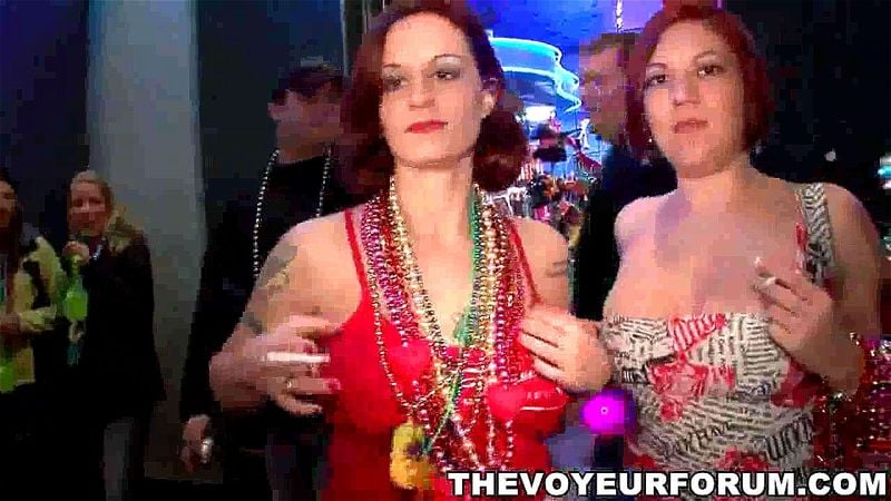 College babes flashing off their tits for beads at Mardi Gras