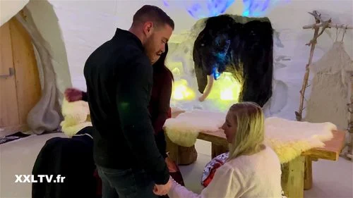 Threesome in an igloo ft. Chloe Duval by XXLTV: Blowjob, Doggy & Missonary Porn
