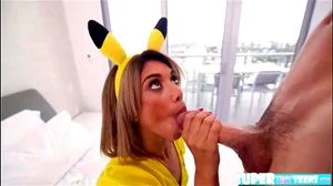 Nympho in pikachu costume Giselle Ambrosio gets fucked by dude