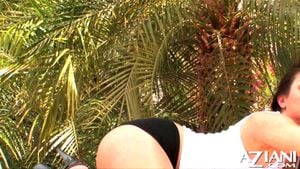 Aria Giovanni gets naked on sport bike in the sun