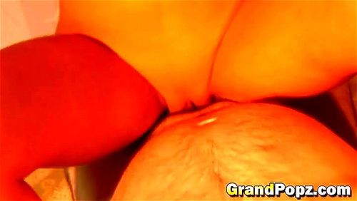 Senior porn video – Dark haired girl riding old guy boner on table