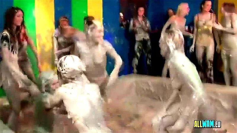 Hot Euro sluts love mud wrestling