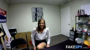 Sexy college chick bangs a dude for a job in many poses POV